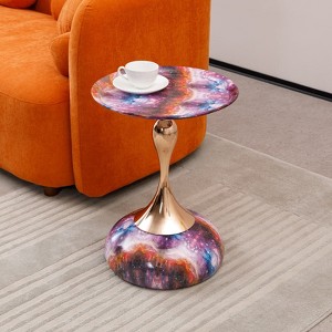 MAYEERTY Mermaid Tail End Table Modern Metal Round Side Table, Minimalist Table for Small Spaces, Living Room - 1 of 4