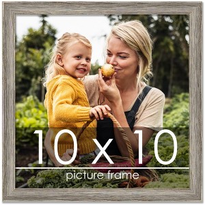 PosterPalooza | 10x10 Thin Barnwood Picture Frame, UV Acrylic, 2 Finishes - Grey and Black - 1 of 4