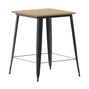 Emma and Oliver Indoor/Outdoor Bar Top Table, 31.5" Square All Weather Poly Resin Top with Steel base - 1 of 4