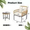 3-Piece Wicker Patio Bistro Set, Glass Top Side Table & Cushioned Rattan Chairs - Beige, Perfect for Outdoor Balcony, Porch, and Backyard - 2 of 4