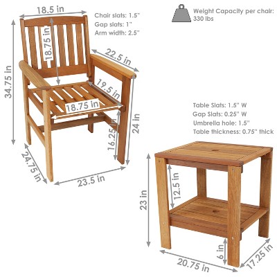 Meranti Wood Brown Outdoor Patio Conversation Set with Teak Oil Finish