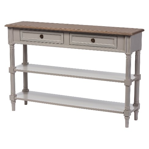 Edouard French Provincial Style Console Table With 2 Drawers White Light Brown Baxton Studio Target