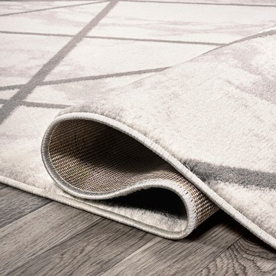 Grey Geometric Abstract 4' x 6' Easy-Care Synthetic Area Rug