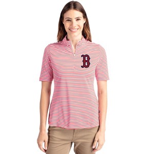 Boston Red Sox Cutter & Buck Virtue Eco Pique Stripe Recycled Womens Top - 1 of 1