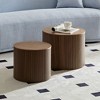 19.17"/15.24" MDF Round Nesting Coffee Table Set with Space-Saving Design and Durable Waterproof Top for Living Room - 2 of 4