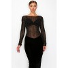 Slickblue Women's Holiday Midi Dress, Velvet Sheer Contrast Design, Long Sleeve Ruched Back, Black, Size S-L - 3 of 4