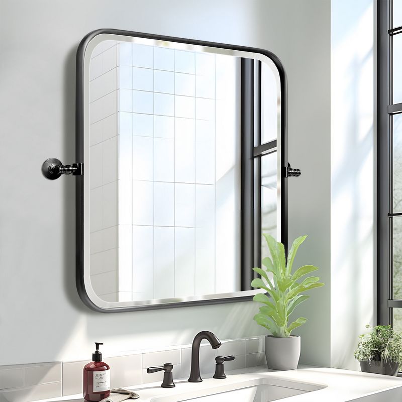 Neutypechic Modern Metal Wall Mirror Rectangular Pivot Bathroom Vanity Mirror, 2 of 8