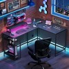 GALAXHERO 60 Inch L-Shaped Gaming Desk with Power Outlets & LED Lights, Corner Desk with Hook, Convertible Office Desk for Bedroom - 2 of 4