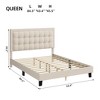 Modern Upholstered Platform Bed with Button Tufted Headboard - 2 of 4
