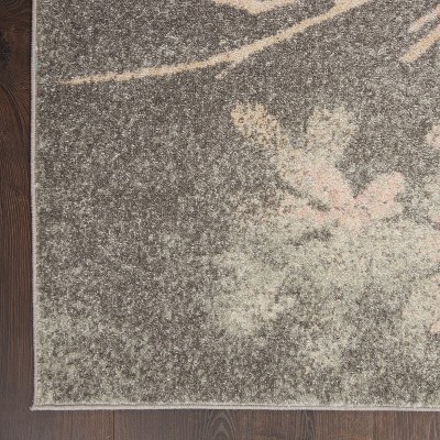 Elegant Floral Whisper 6' x 9' Grey & Pink Reversible Area Rug