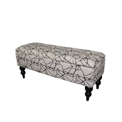 Modern Floral Storage Bench Black - Ore International