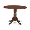 East West Furniture, 3 Piece Dining Table Set Consists of a Round Kitchen Table with Dropleaf and 2 Parson Chairs, Mahogany - 2 of 4