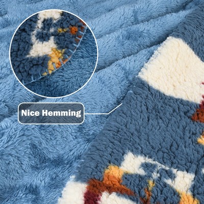 Southwestern Blue and Beige Sherpa Fleece Reversible Throw Blanket