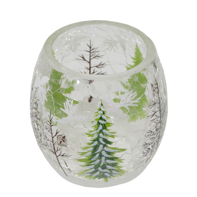 Northlight 3" Hand Painted Christmas Pine Trees Flameless Glass Christmas Candle Holder, 3 of 6