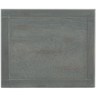 Transitional Ash Grey Elm Wood Nightstand with Glass Storage