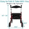 Vive Health 2 in 1 Rollator Transport Wheelchair Walker For Seniors - Lightweight Foldable Medical 4 Wheel Chair Combo with Seat -  300 Pound Capacity - 4 of 4