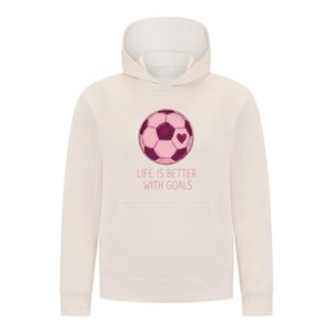Everyday Kids Sports Collection Life-Is-Better-With-Goals Soccer Girls Pullover Hoodie – Pink Heart Ball Graphic Sweatshirt - 1 of 4