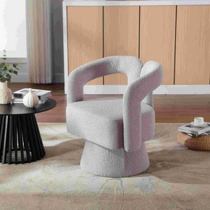 CAVINAS Boucle Swivel Accent Chair with Curved Backrest,Modern Upholstered Swivel Living Room Chairs,Reading Chairs for Living Room - 1 of 4