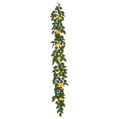 Vickerman 6' Artificial Green and Yellow Salal Leaf Lemon Garland.