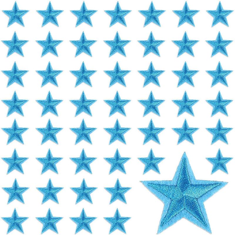 Bright Creations 50-Pack Small Blue Star Embroidery Iron On Patches, Sewing Appliques (1.4 x 1.4 in), 1 of 8