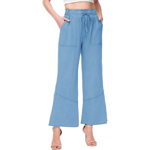 Anna-Kaci Women's High Waist Drawstring Long Pants Relaxed Loose Pants with Pockets - 1 of 4