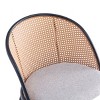 Nordlys Set of 2 Metal Dining Chairs with Cane Backs and Gray Fabric Seats Modern Design Style Upholstery - 3 of 4