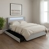 HomeRoots Light Gray Tufted Boucle Lighted Full Bed Frame With Trundle And USB And Drawers - 2 of 4