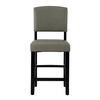 Dove Gray Faux Leather Counter Stool with Black Wood Frame