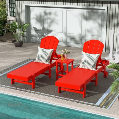 WestinTrends Malibu 3 Piece Poly Reclining Chaise Lounge With Wheels