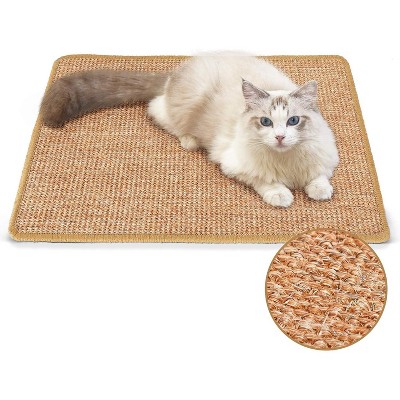 FUKUMARU Cat Scratcher Mat, 23.6 X 15.7 Inch Natural Sisal Cat Scratch Mats, Horizontal Cat Floor Scratching Pad Rug