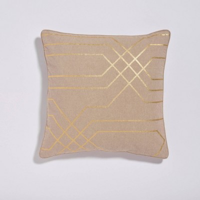 18"x18" Roadway Printed Metallic Throw Pillow Taupe - Sure Fit