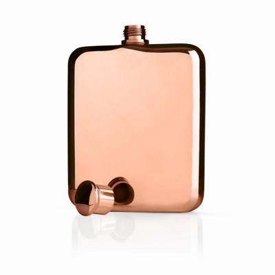 Copper Plated Stainless Steel Pocket Flask with Screw Top, 6 Ounces