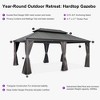 PURPLE LEAF Outdoor Gazebo Aluminum Frame Galvanized Steel Double Roof Patio Hardtop Gazebo with Curtains and Netting for Patio Lawn and Garden - 4 of 4