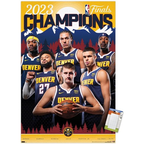 Trends International NBA Denver Nuggets - 2023 NBA Finals Champions  Unframed Wall Poster Print White Mounts Bundle 22.375 x 34