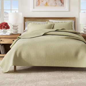 Great Bay Home Detailed Channel Stitch All-Season Reversible Quilt Set With Shams - 1 of 4