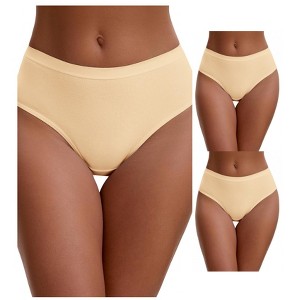 INSPIRE CHIC Women's Cotton High Waist Bright Trim Briefs Elastic Waistband Breathable Underwear 3 Packs - 1 of 4