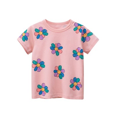 MyKids-USA Baby Girl Sunflower Print Short Sleeved Lovely T-Shirt In Summer Outfit