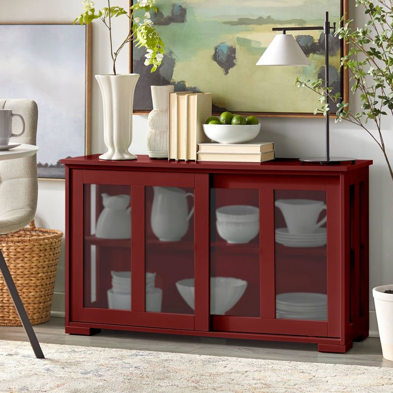 Pacific Stackable Cabinet with Sliding Glass Doors Red - Buylateral, 3 of 10