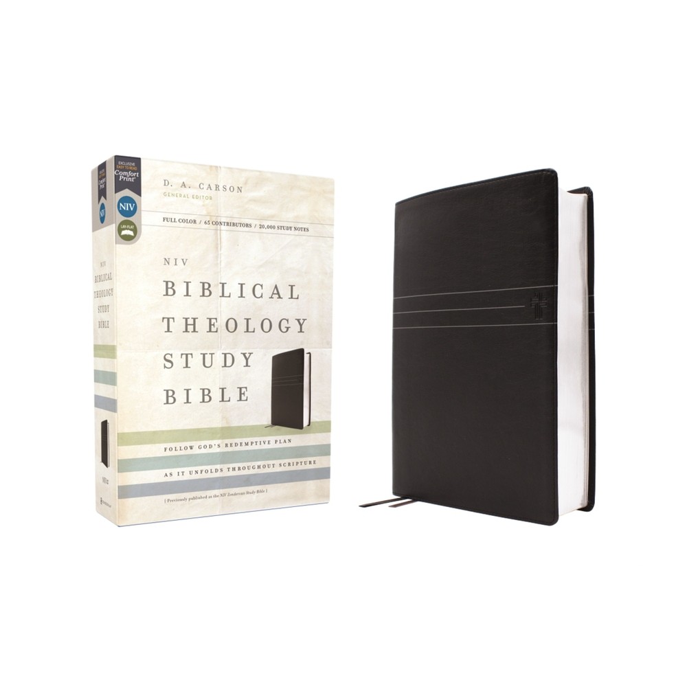 Niv, Biblical Theology Study Bible (Trace the Themes of Scripture), Leathersoft, Black, Comfort Print - by D A Carson (Leather Bound)
