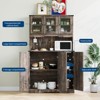 MDF 6-Door Rice Pattern Kitchen Cabinet, Dark Oak Farmhouse Style, Tall Wooden Kitchen Organizer with Charging Outlet, Kitchen Furniture - 4 of 4