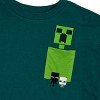 Minecraft Creeper Pocket Crew Neck Short Sleeve Boy’s Green Colorblock T-shirt - image 4 of 4