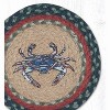 Earth Rugs Round Trivet – Blue Crab Printed Coastal Design, 10"x10", Braided Natural Jute - 2 of 3