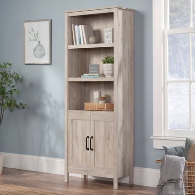 Chalk Oak 72" Adjustable 5-Shelf Bookcase with Doors