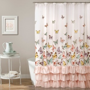 Flutter Butterfly Shower Curtain Pink - Lush Decor