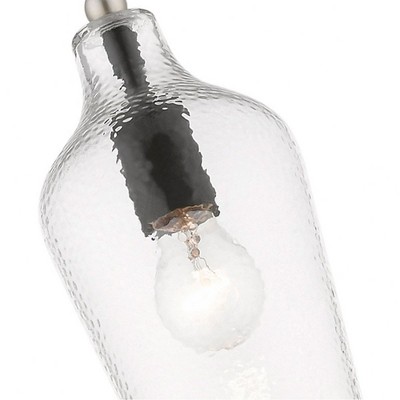 Avery Transitional Mini Pendant in Black and Brushed Nickel with Clear Glass
