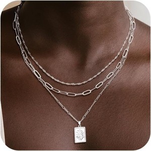Layered Necklace Set for Women, 14K Gold/Silver Plated Multi-Pendant & Chain Collection - 1 of 4
