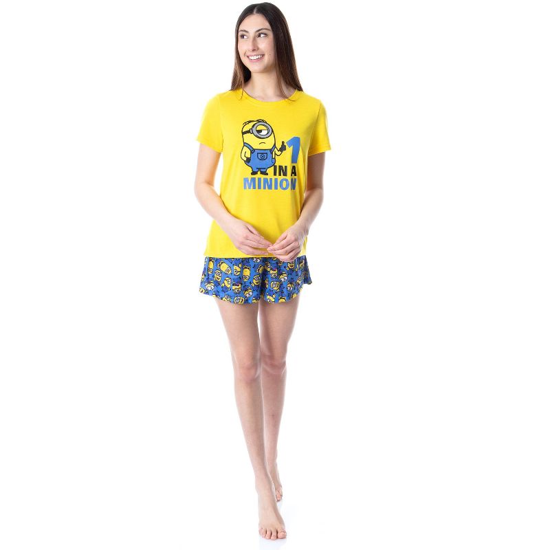 Despicable Me Womens' Minions 1 In A Minion Sleep Pajama Set Short Multicolored, 5 of 6