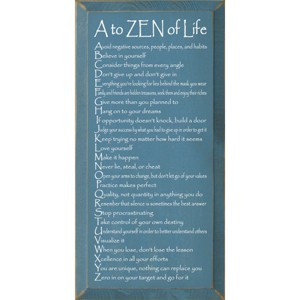 Slickblue Rustic Wall Sign – A to ZEN of Life Quote – Mindfulness & Motivation Wood Decor – 9x18 Inches, Color Options - 1 of 3