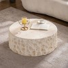 31 Inch Modern Round Coffee Table with Faux Stone Finish, Magnesium Oxide  Low Centre Table, Accent Table for Living Room Décor-Koiai - 3 of 4