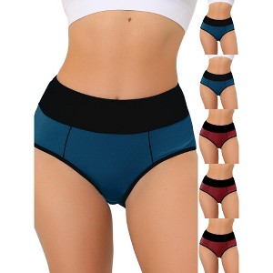 INSPIRE CHIC Women's High Waist Tummy Control Color-Block Available Briefs 6 Packs - 1 of 4